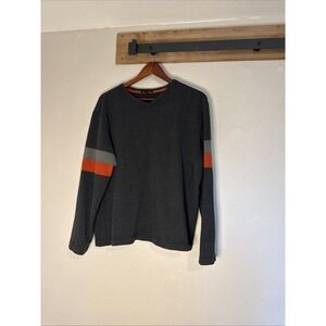 Banana Republic Sweater V-Neck Gray With Orange Accents All Cotton Men's Size XL